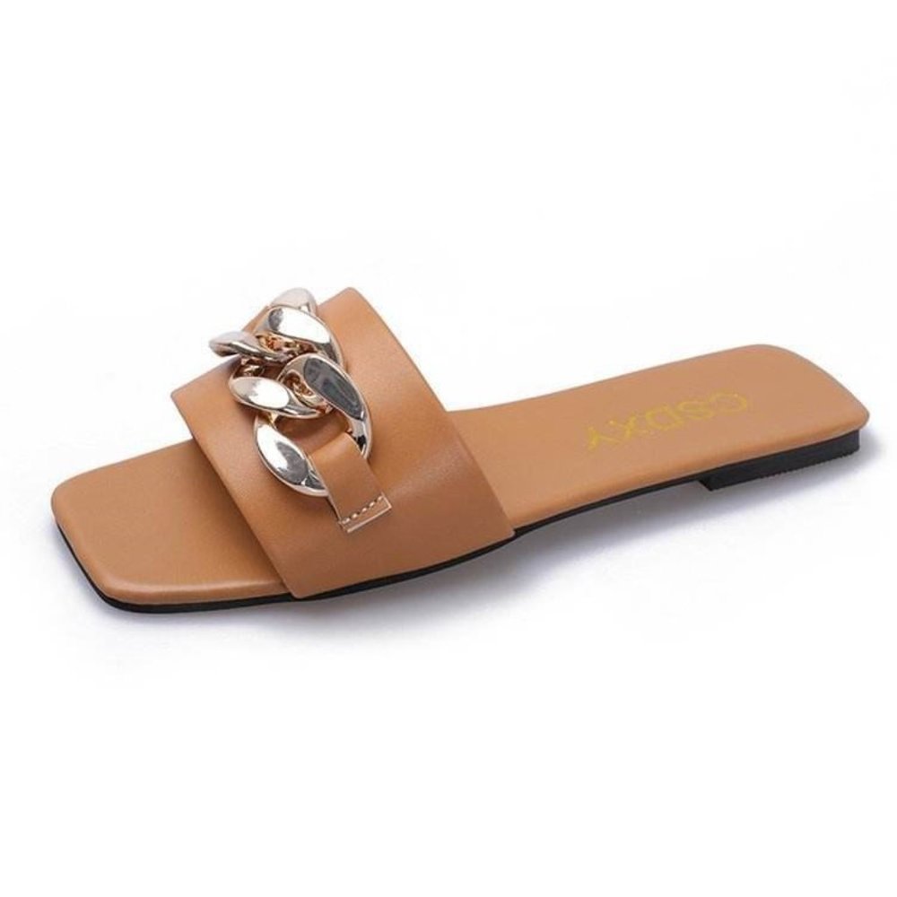 Ultra-thin flat sandals, thick chain front style